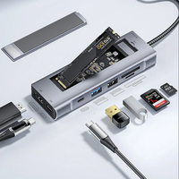 ESSAGER 8-in-1 Docking Station with Disk Storage USB 2.0 USB 3.2 Gen 2 10Gbps USB-C Data PD100W USB-C 4K@30Hz HD SD/TF C