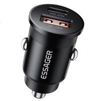 ESSAGER ES-CC15 45W 2-Port USB PD Car Charger Adapter USB-A+USB-C PD3.0 QC3.0 Support AFC FCP iP2.4A Fast Charging for i