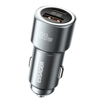 ESSAGER ES-CC16 89W 2-Port USB PD Car Charger Adapter USB-A+USB-C PD QC3.0 Support FCP SCP VOOC Fast Charging for iPhone