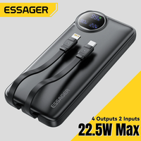 ESSAGER ES-D016 10000mAh 20000mAh 22.5W Digital Display On the Go Charger with Dual Cable Power Bank for Huawei Pura 70