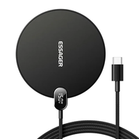 ESSAGER ES-WX15 15W Wireless Charger with LED Power Display Fast Wireless Charging Pad for Smart Phones for iPhone 16 16