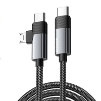 ESSAGER ES-X59 3A 65W USB-C to USB-C+Micro USB Cable QC Fast Charging Data Transmission Tinned Copper Core Line 0.25M/1M
