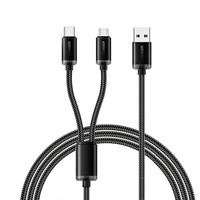 ESSAGER ES-X60 2A USB-A to Type-C+Micro USB Cable Fast Charging Data Transmission Tinned Copper Core Line 1.2M Long for