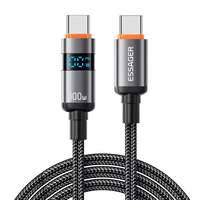 ESSAGER ES-X61 5A 100W Type-C to Type-C Digital Display Cable Fast Charging Data Transmission Copper Core Line 1M/2M Lon