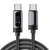 ESSAGER ES-X64 5A PD100W Type-C to Type-C Digital Display Cable PD3.0 QC4.0/3.0 FCP Fast Charging Data Transmission Tin-