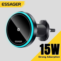 ESSAGER Magnetic Wireless Charger Car Holder RGB Color Lighting 360° Free Rotation 15W Fast Charge Suitable For Dashboar