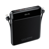 ESSAGER PB905 120W 18.5Wh 20000mAh LED Digital Display Power Bank Built-in Type-C+iP Cable External Battery Power Supply