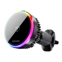 ESSAGER T2 Magnetic Wireless Car Charger 15W Fast Charging with Semiconductor Cooling 360° Rotation Phone Mount for Vent