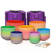 [EU Direct] 432Hz 6"-12" Set of 7 Rainbow Quartz Crystal Singing Bowl W/Carry Bag Maditation