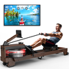 [EU Direct] Bominfit V-W3 Wooden Water Rowing Machine - FSC Eco-friendly Wood Certified,  14L Tank with 6 Resistence Leve