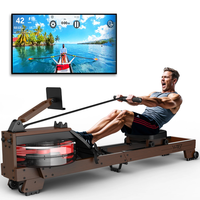 [EU Direct] Bominfit V-W3 Wooden Water Rowing Machine - FSC Eco-friendly Wood Certified,  14L Tank with 6 Resistence Leve