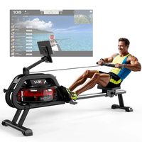 [EU Direct] Bominfit V-W4 Water Rowing Machine - Foldable,  Large 28L Tank,  6 Resistance Levels,  160KG Capacity & APP Tra