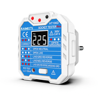 EU Direct KAIWEETS HT106D GFCI Outlet Tester with Voltage Display EU Plug CAT III 300V Flame Retardant ABS LED Indicator