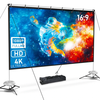 [EU Direct] Pixthink 120 inch Projector Screen with Stand 4K 16:9 HD Anti-Wrinkle Foldable Projector Screen for Home Cin
