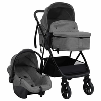 [EU Direct] vidaXL 10329 Baby Stroller 3-in-1 with Car Seat Portable Travel Children Carriage Foldable Cart