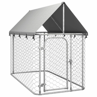 [EU Direct] vidaxl 171496 Outdoor Dog Kennel with Roof 200x100x150 cm House Cage Foldable Puppy Cats Sleep Metal Playpen