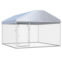 [EU Direct] vidaXL Outdoor Dog Kennel 144493 Puppy Heavy Duty Cage Galvanized Steel Frame Fence Playpen Exercise Pen Chi