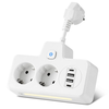 EU Power Strip Wall Socket Expansion Plug with 2 AC+2USB-A+2Type-C PD QC3.0 Fast Charging Multitap USB Charger