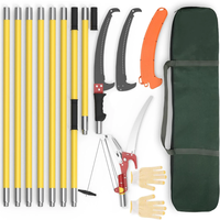 Extendable Tree Pruner 7.3-27 ft Fiberglass Pole Saw Sharp Alloy Steel Blade Manual Tree Trimmer Lightweight Telescopic