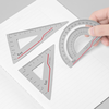 FIZZ 1 Set Aluminum Alloy Ruler Clear Scale Lightweight and Wearable Straight Ruler/Angle Ruler Office School Student Su