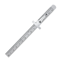 Flexible 6 Inch 15 cm Stainless Steel Pocket Ruler with Metric and Imperial Scale Detachable Clip Conversion Table Clear