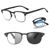 Folding Photochromic Sunglasses Lightweight Portable Indoor Outdoor Dual-use UV Anti-blue light Eyeglasses