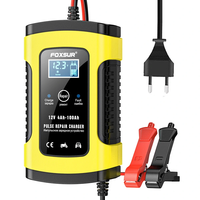 FOXSUR 12V 5A Motorcycle Car Pulse Repair Charger with LCD Display Intelligent Car Battery Charger for Calcium Gel and A