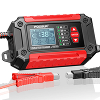 FOXUR FTC-1206 Car Battery Charger Tester with Comprehensive Health Check Precise Test Range 4AH-200AH Pulse Repair Func