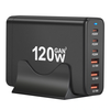 [GaN Tech] 120W 6-Port USB PD Charger 3USB-A+3USB-C Fast Charging Desktop Charging Station EU Plug for iPhone 15 14 13 f