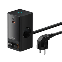 [GaN Tech] Baseus 65W 4-Port USB Charger 2AC+1USB-A+1USB-C+Retractable USB-C Fast Charging Desktop Charging Station EU P