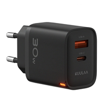 [GaN Tech] KUULAA KL-CD116 PD30W 2-Port USB PD Charger USB-A+USB-C PD Fast Charging Wall Charger Adapter EU Plug for iPh