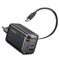 [GaN Tech] Toocki TCT67-34B1 67W 3-in-1 USB PD Charger with Retractable Cable PD Fast Charging Digital Display Wall Char