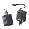 [GaN Tech] USAMS CC241 30W 2-Port USB Charger Built-in Type-C Telescopic Cable PD QC Fast Charging Wall Charger Adapter
