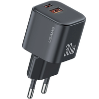 [GaN Tech] USAMS CC263 30W 2-Port USB Charger USB-A+USB-C Fast Charging Wall Charger Adapter EU Plug for iPhone 16 16 Pr