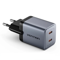 [GaN Tech] Vention 45W 2-Port USB PD Charger Dual USB-C PD3.0 QC3.0 PPS FCP AFC Apple2.4A Fast Charging Wall Charger Ada