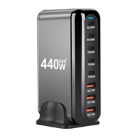 [GaN Tech]Bakeey YMX-908 440W 8-Port USB PD Charger 3USB-A+5USB-C PD QC Fast Charging Desktop Charging Station EU Plug U