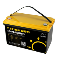 Gokwh 12V 100AH LiFePO4 Lithium Battery 1280Wh Energy Storage Box Battery Pack Series Built-in Smart bluetoothBMS