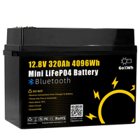 Gokwh 12V 320AH LiFePO4 Lithium Battery 4096Wh 200A BMS 8000+ Deep Cycles Built-in bluetooth Perfect for RV,  Marine,  Hom
