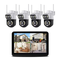 Guudgo 6MP HD 4CH Wireless Security Camera System Dual Lens WiFi Indoor Outdoor IP66 Weatherproof Night Vision 2 Way Aud