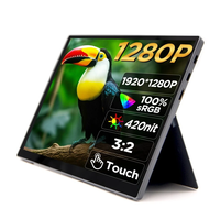 HAILESI 10.5 Inch Touchable FHD 1280P Portable Monitor Computer Gaming Display USB C External Screen for Smartphone Tabl