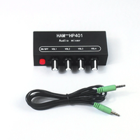HAM-HP401 DC 5V-12V Stereo Audio Mixer 4 Input 1 Output Individual Volume Control Headphone Amplifier 3.5mm Jack DIY Sou