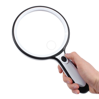Handheld Reading Magnifier with Dual 5X 10X High Magnification ABS Plastic Acrylic Optical Lens 135mm Effective Diameter