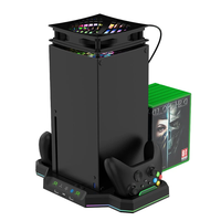 HBX-608 for Xbox Series X Console Multifunctional Charging Dock+Top-mounted Cooling Fan Base RGB Light Disc Storage Rack