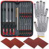 HI-SPEC 16/17 Piece Metal File Set Premium Grade T12 Drop Forged Alloy Steel Triangle/Half-round/Flat/Round Large File a