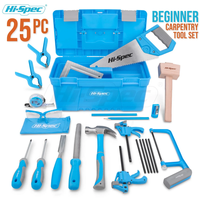 Hi-Spec Jumbo DIY Tool Box for Kids 25PCS Educational Carpentry Set Real Metal Tools Portable Organization Kit Woodworki