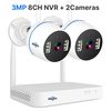 Hiseeu 3MP 8CH NVR + 2 WIFI Security PTZ Camera Kit Human Detection IR Night Vision IP Camera Set Wireless CCTV Surveill
