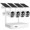 Hiseeu 8WK-4C40 4MP 1440P Wireless CCTV Security Camera System Kits Solar Powered Camera Spotlight Color Night Vision Mo