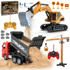 HJ Models 689-846A 1/22 27MHZ/49MHZ 6CH 3-IN-1 RC Car Excavator Dump Truck Tower Crane Vehicles Engineering 350° Rotatio