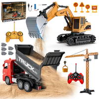HJ Models 689-846A 1/22 27MHZ/49MHZ 6CH 3-IN-1 RC Car Excavator Dump Truck Tower Crane Vehicles Engineering 350° Rotatio
