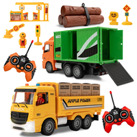 HJ Models 689-847A 1/20 27MHZ/49MHZ 6CH 2-IN-1 RC Car Cargo Truck Container Van Vehicles Engineering LED Lighting Sound